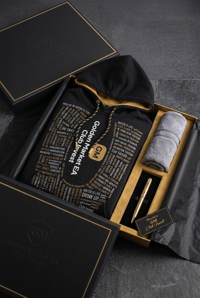 Caixa presente com moletom, toalha e caneta dourada
